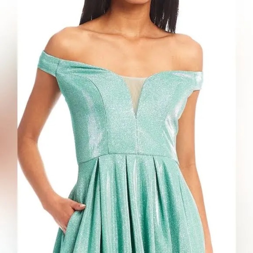 Off-The-Shoulder Blue B Darlin Dress from Macy’s - Size 1/2 - Picture 4 of 4